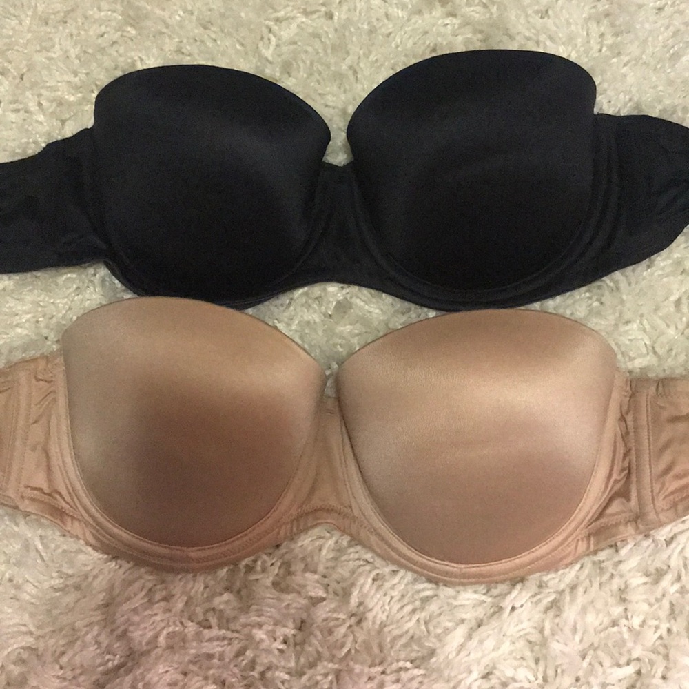 Victoria’s Secret strapless bras 34C black nude